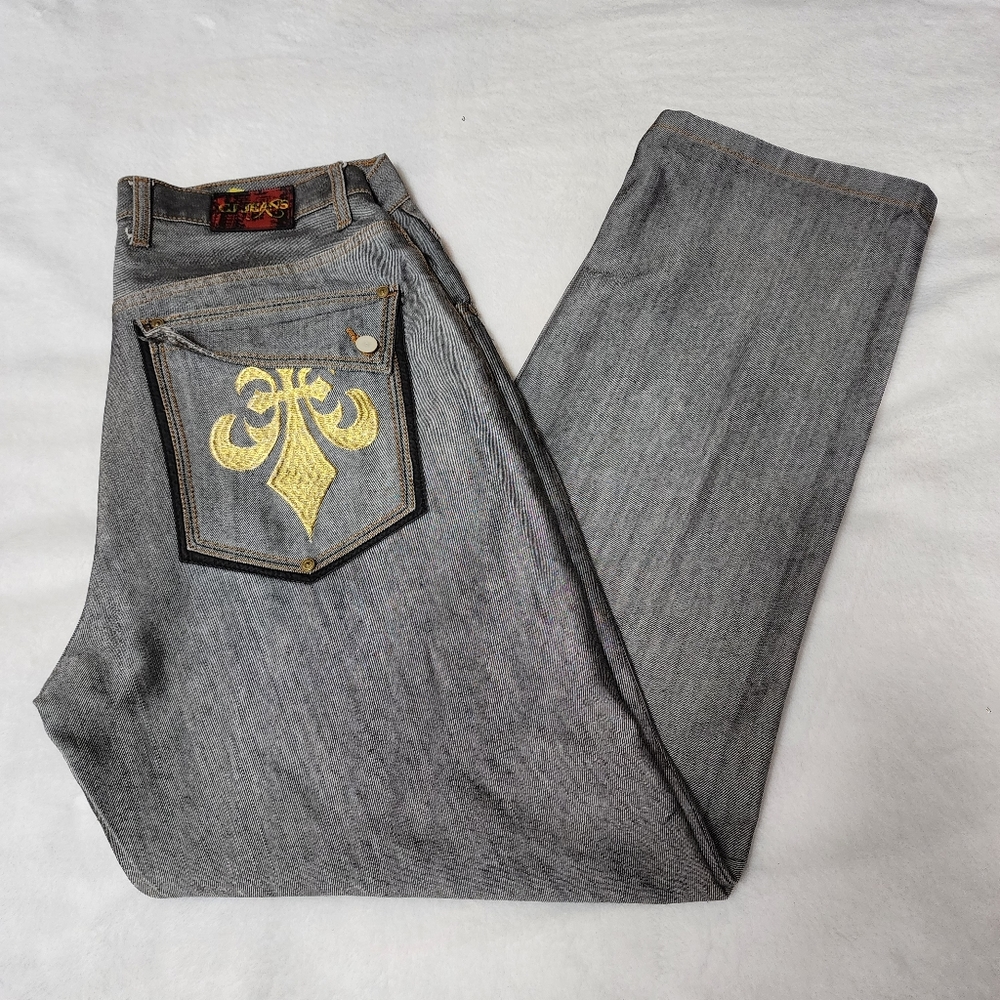 Men's Size 36 CJ Jeans Embroidered Pockets 100% Cotton Y2K Vintage